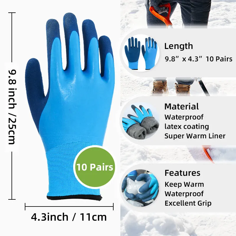 10 Pairs Waterproof Winter Work Gloves Freezer Gloves