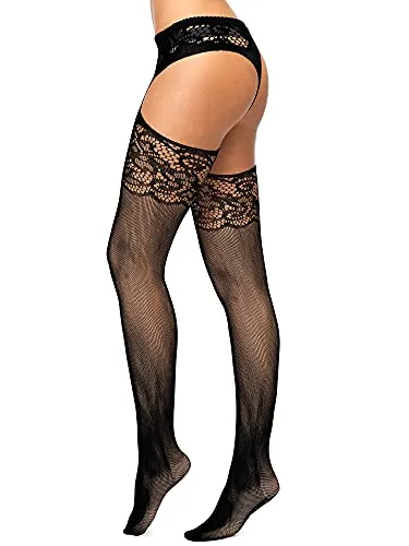 6 Pairs Women Fishnet Thigh High Stockings Tights Suspender