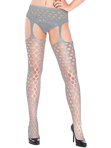 6 Pairs Women Fishnet Thigh High Stockings Tights Suspender