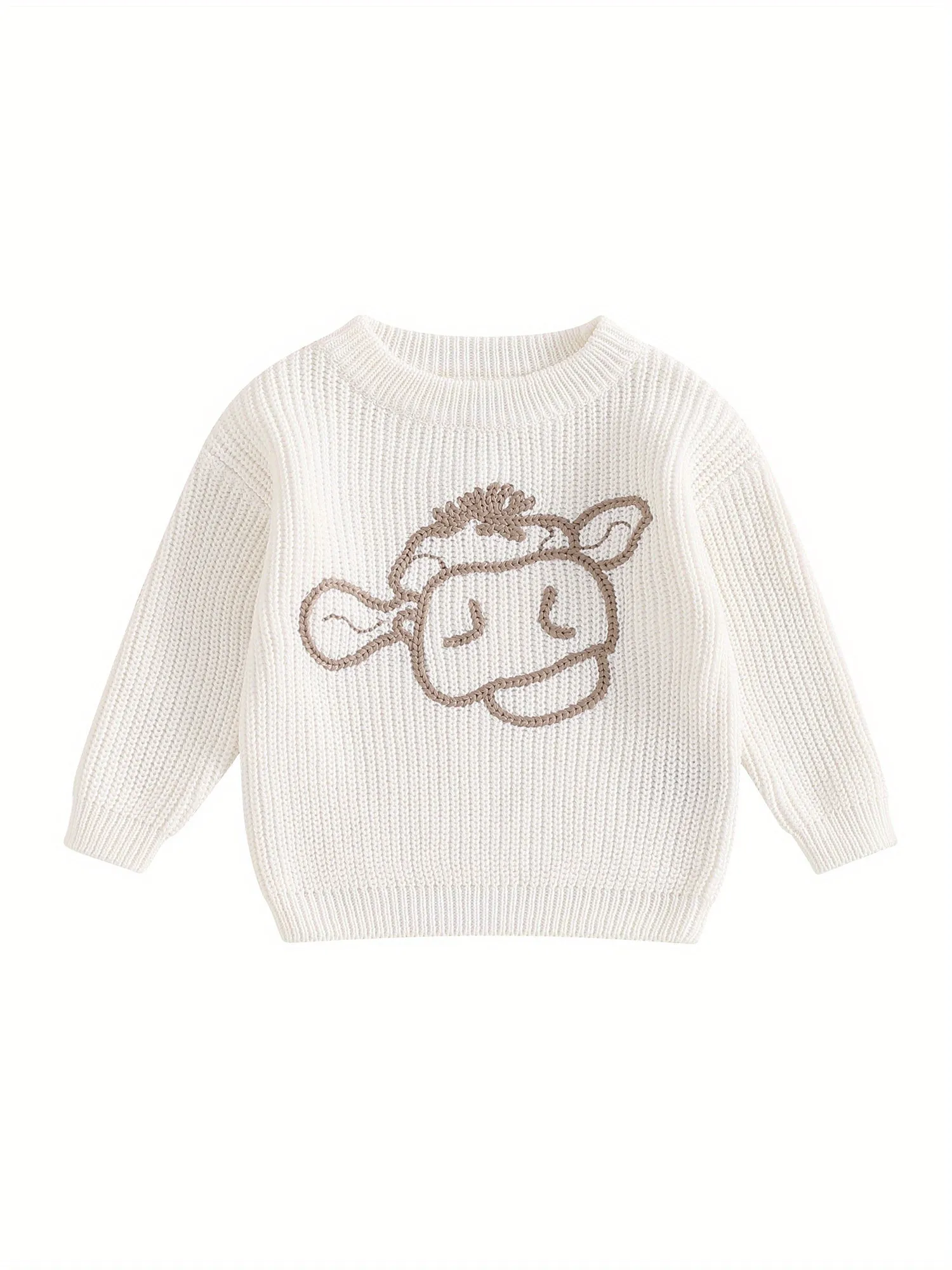 Adorable Knit Sweater Set - Soft, Long Sleeve, Cow Embroidery, Fall Pullover for 0-3 Years Lovely Baby Girls and Boys - Cute Infant Tops for Autumn and Winter Seasons