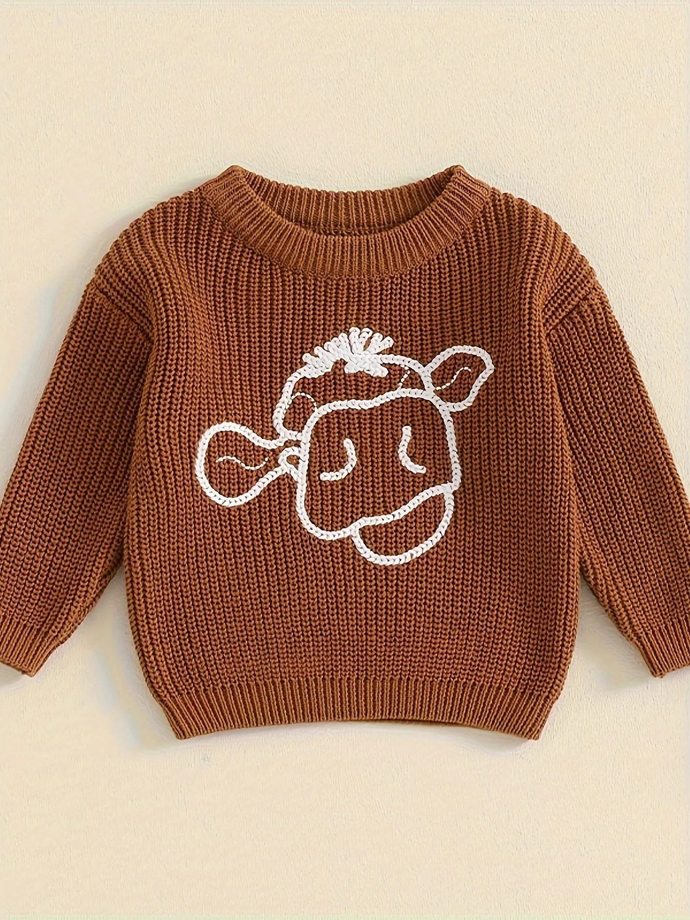 Adorable Knit Sweater Set - Soft, Long Sleeve, Cow Embroidery, Fall Pullover for 0-3 Years Lovely Baby Girls and Boys - Cute Infant Tops for Autumn and Winter Seasons