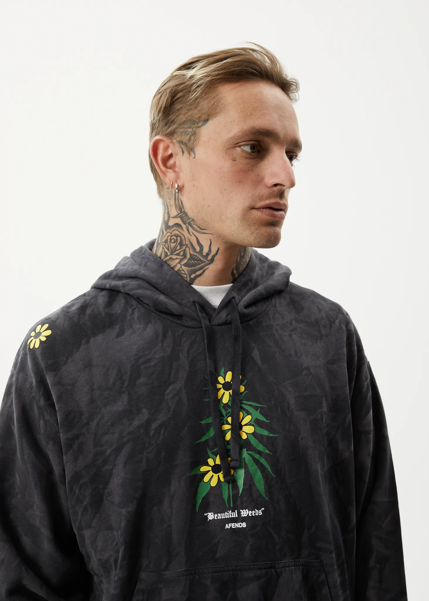 AFENDS Mens Beautiful Weeds - Graphic Hoodie - Black