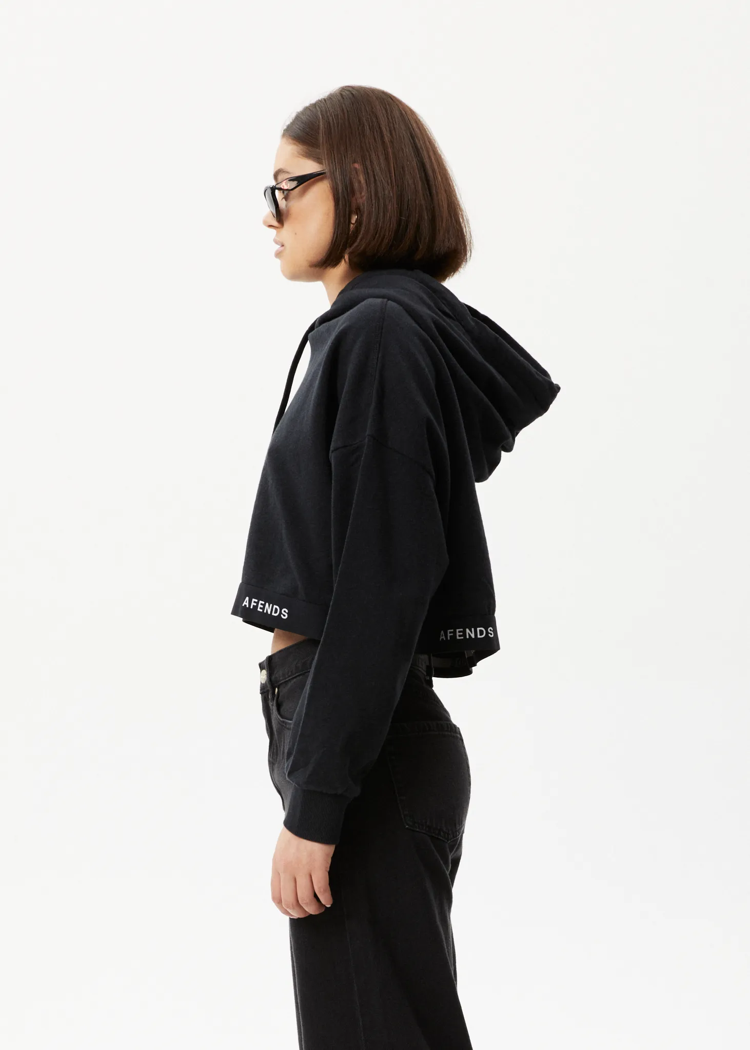 AFENDS Womens Homebase - Cropped Hoodie - Black