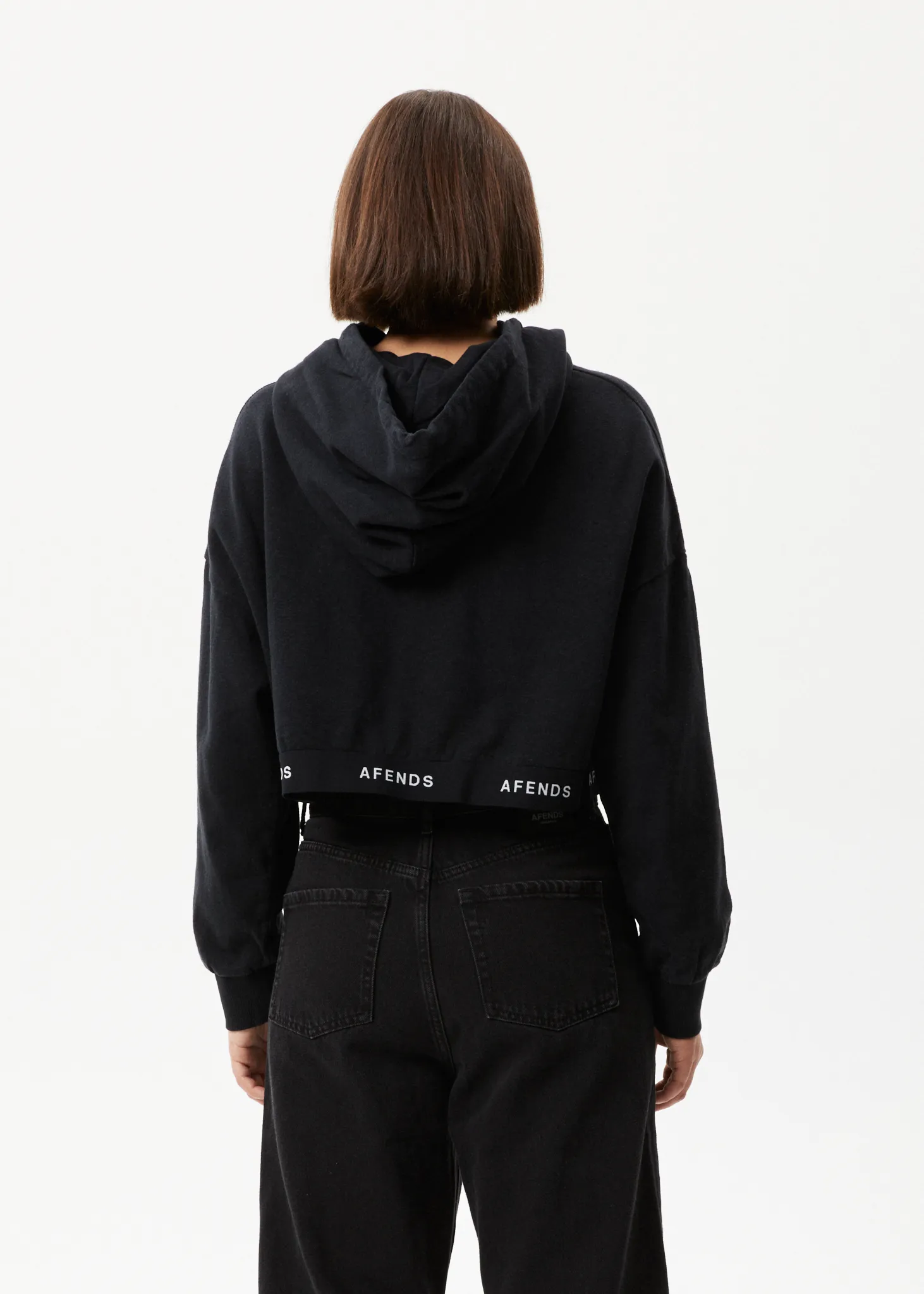 AFENDS Womens Homebase - Cropped Hoodie - Black