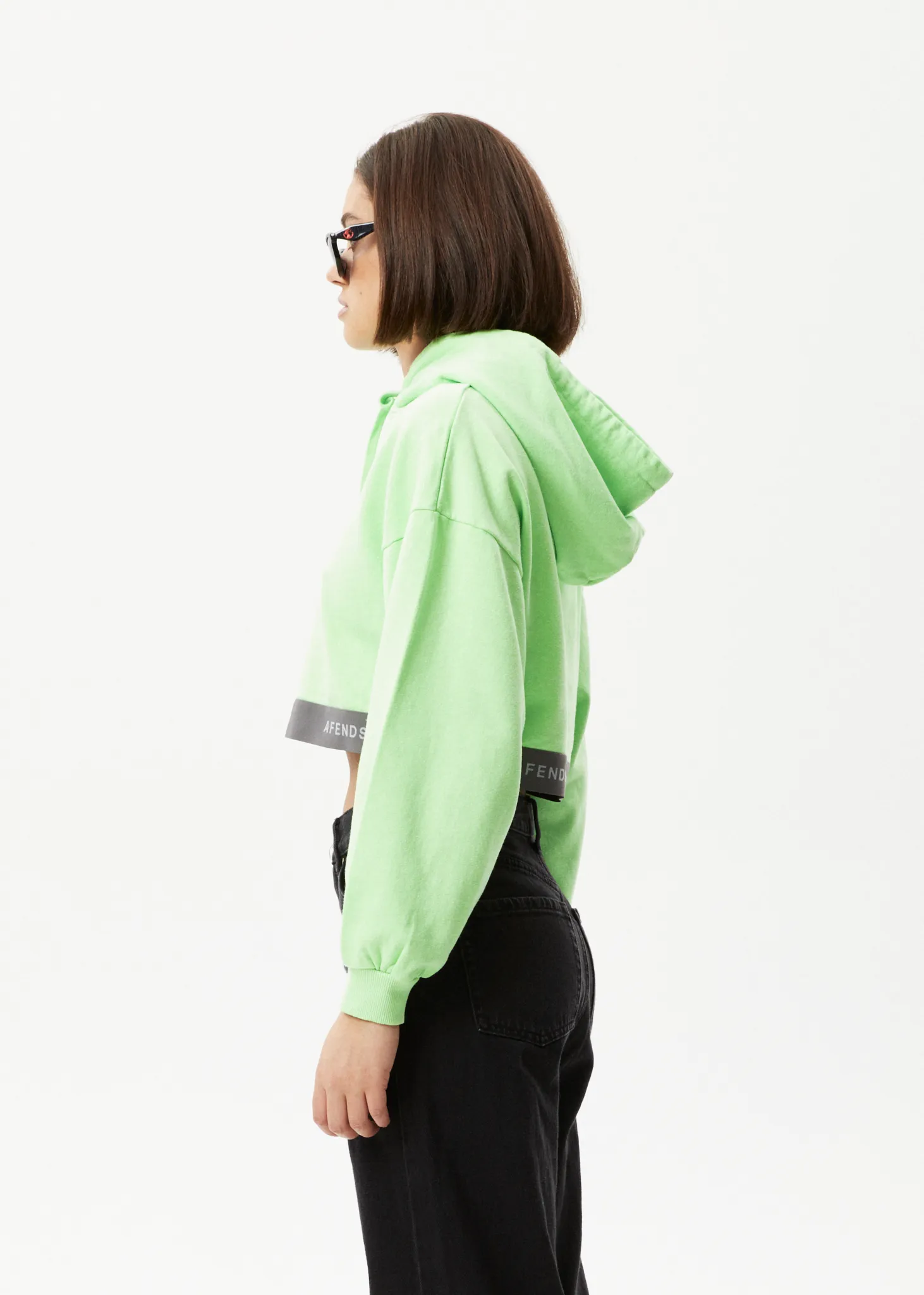 AFENDS Womens Homebase - Cropped Hoodie - Lime Green