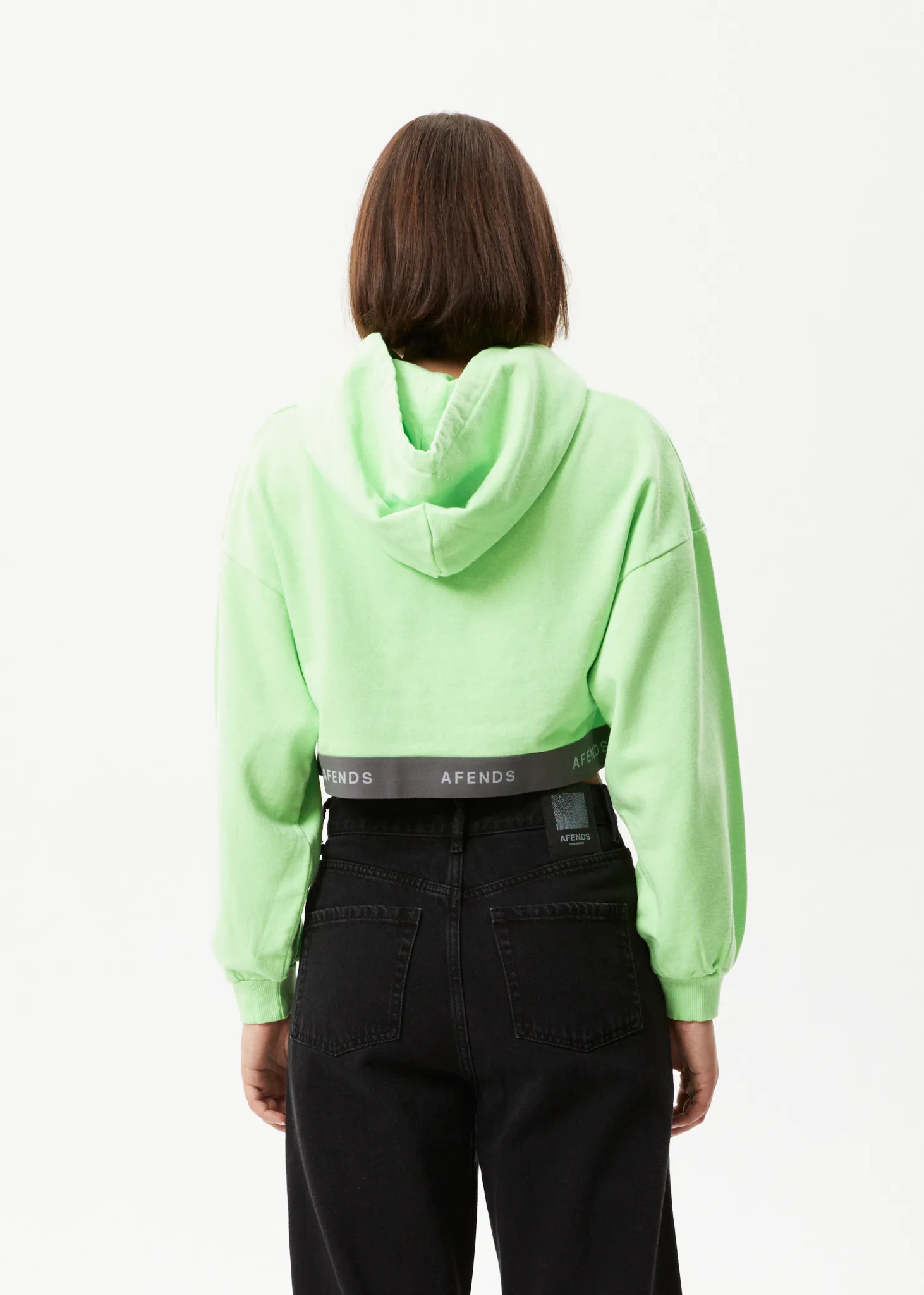 AFENDS Womens Homebase - Cropped Hoodie - Lime Green