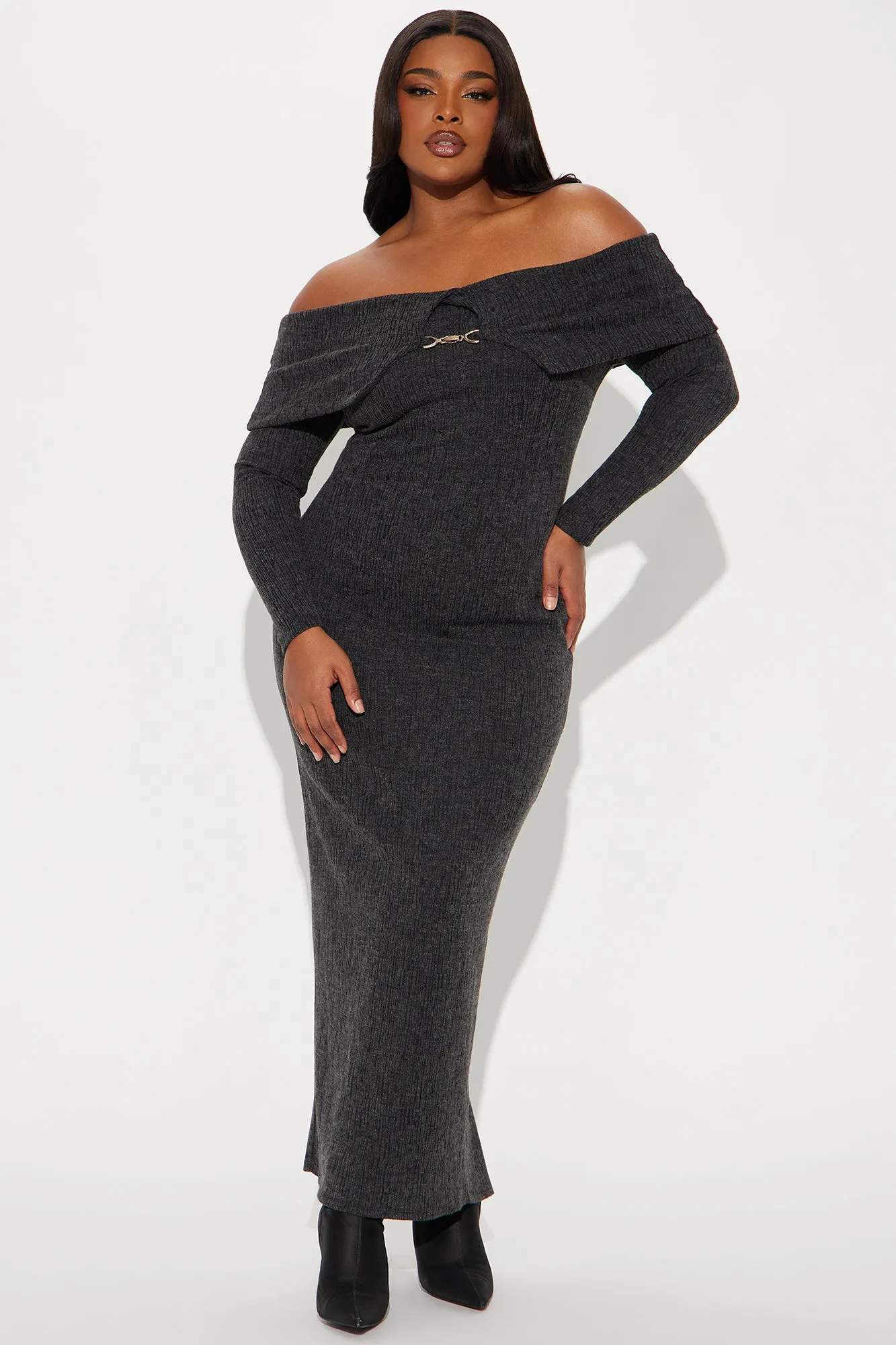 Amani Sweater Maxi Dress - Charcoal