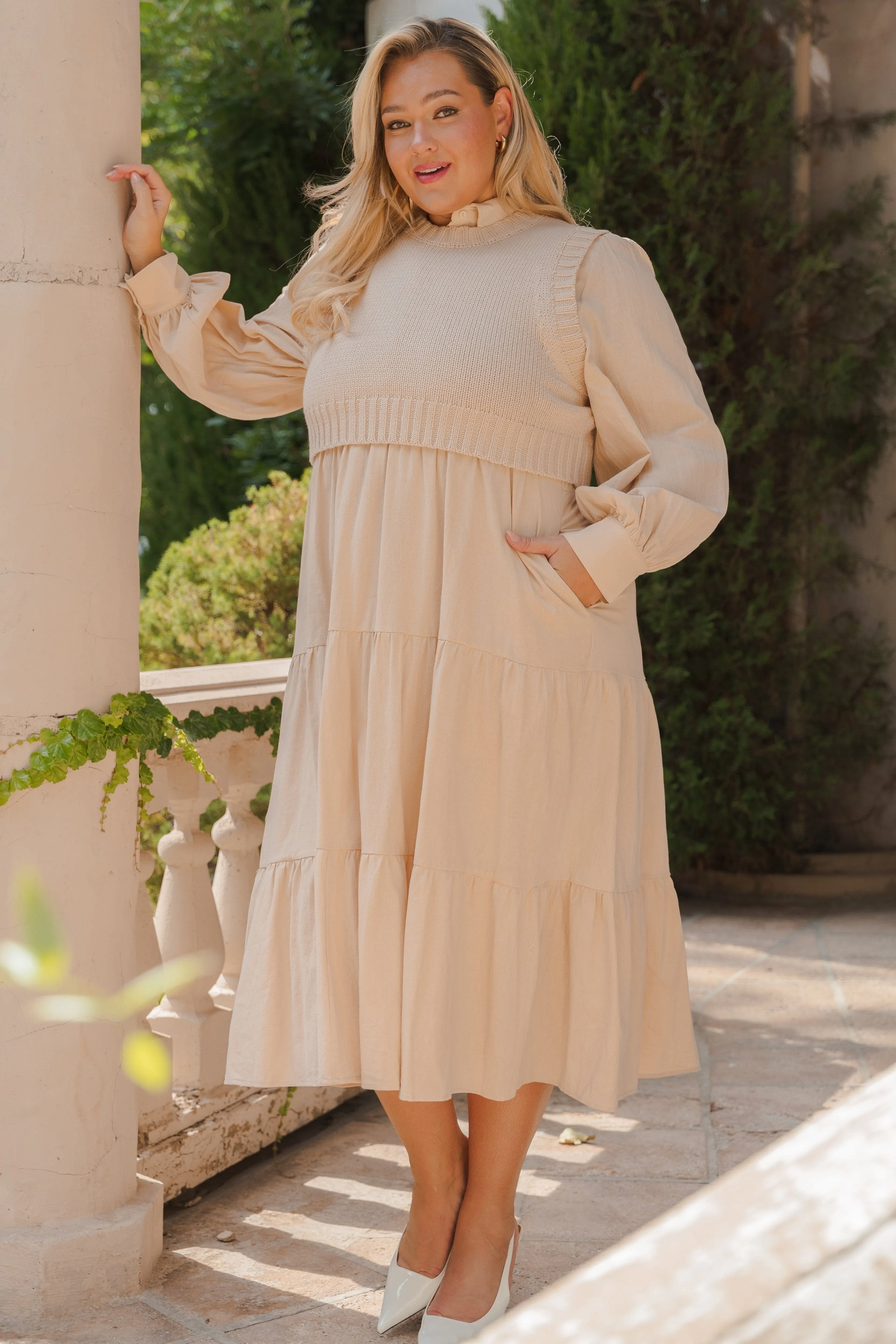 Angelica Almond Sweater Dress - DM Exclusive - Nursing Friendly - Restocked