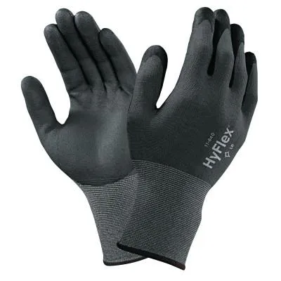 Ansell HyFlex Multi-Purpose Gloves, 6, Black, 113036