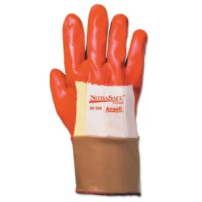 Ansell Nitrasafe Foam Gloves, 8, Orange, 28-350-8