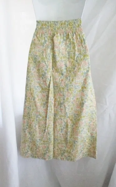 A.P.C. LIBERTY Cotton Midi SKIRT M FLORAL Pastel BLUE PINK GOLD CREME