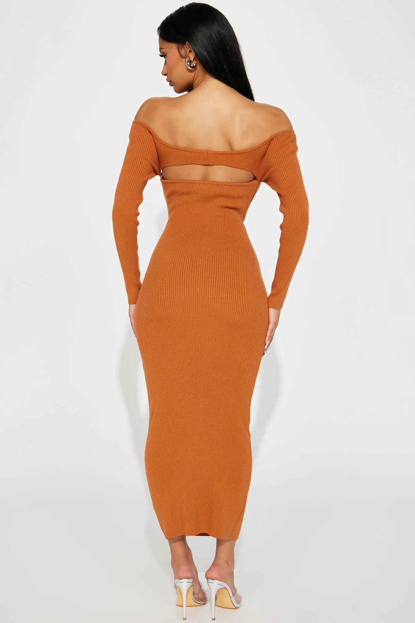 Aspen Sweater Midi Dress - Rust