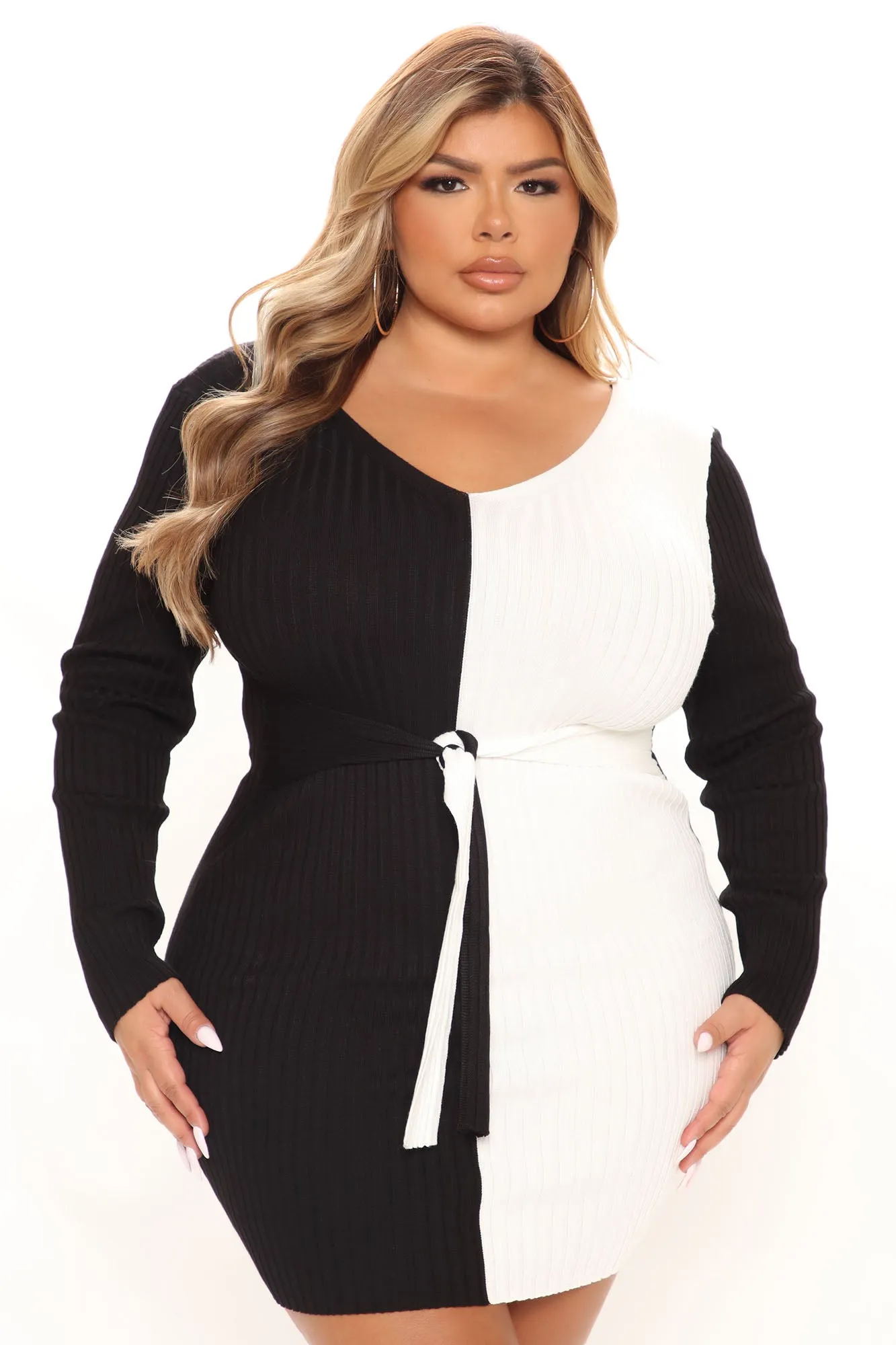 Autumn Falls Sweater Mini Dress - Black/combo