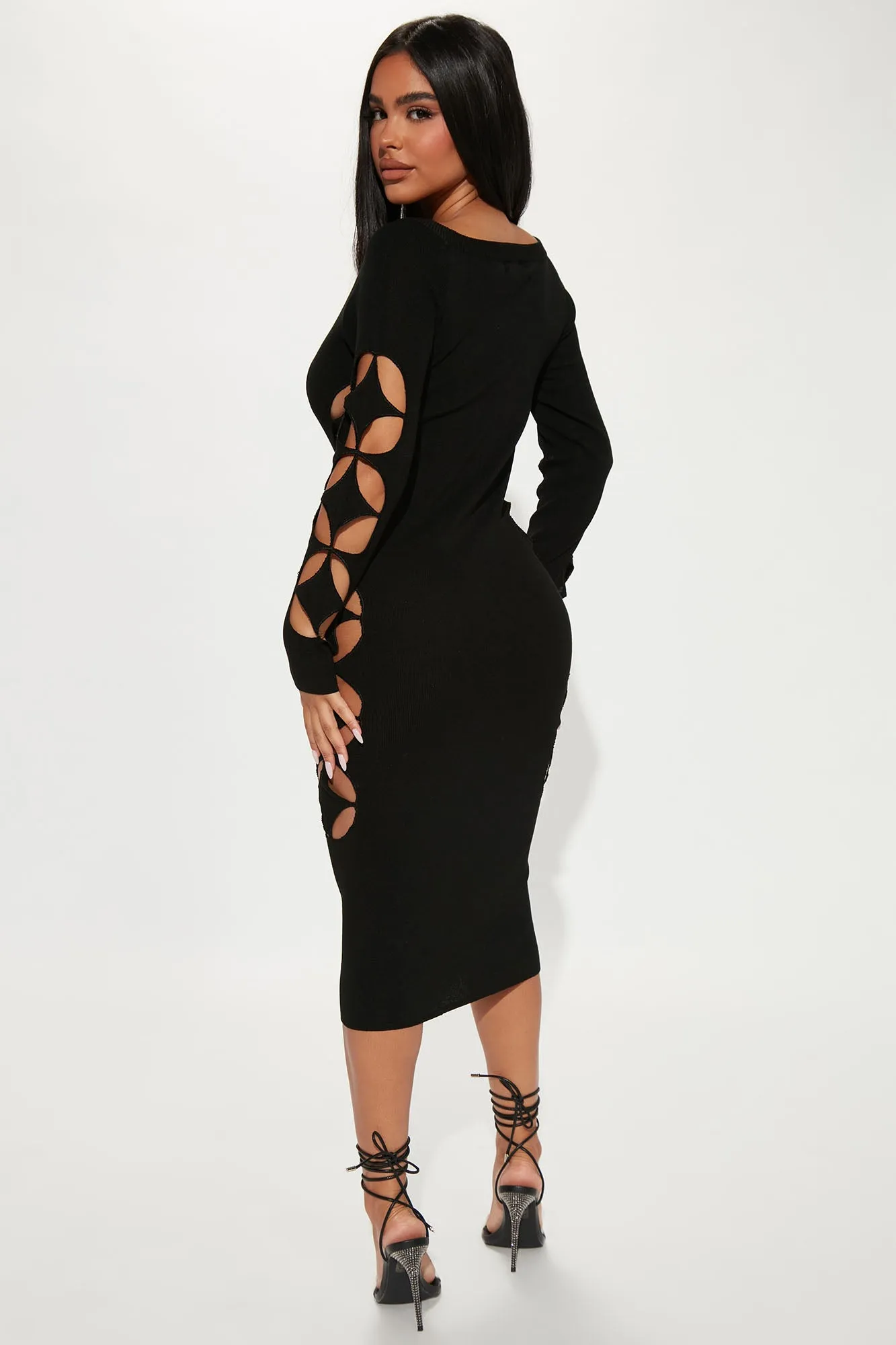 Ava Cut Out Midi Dress - Black