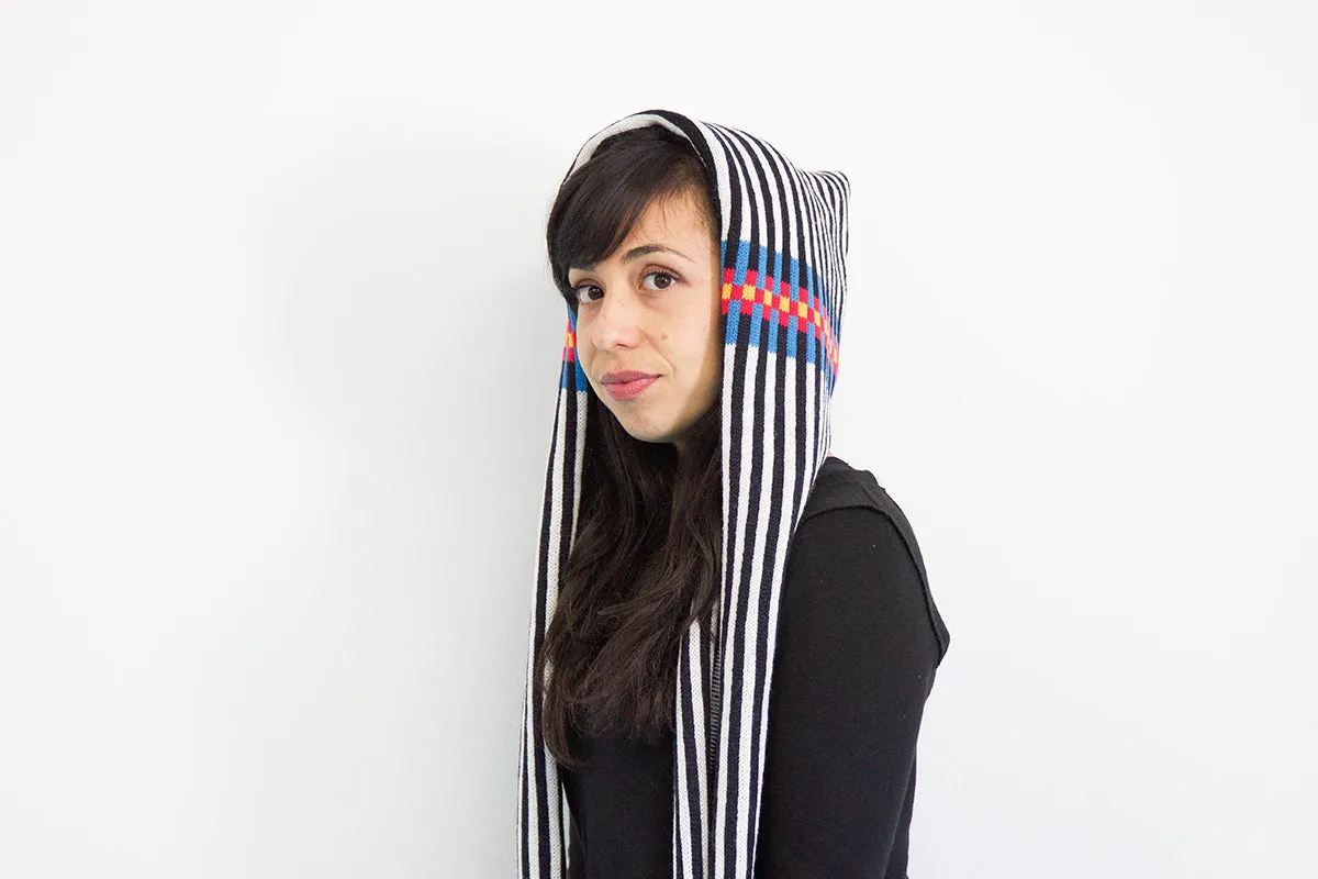 Backbone Hoodie Scarf with Fringe