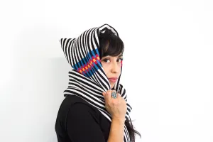 Backbone Hoodie Scarf with Fringe