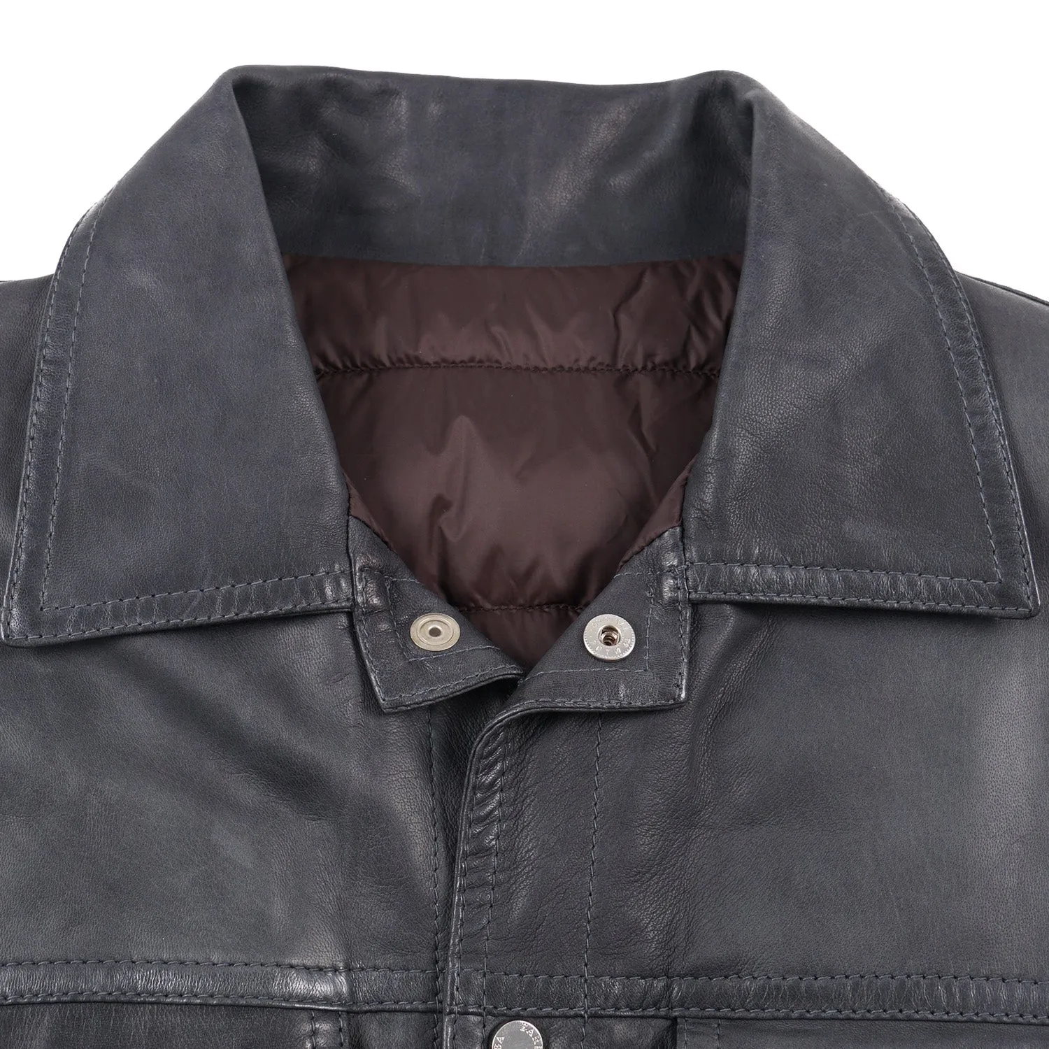 Barba Leather Jacket with Down-Filled Lining