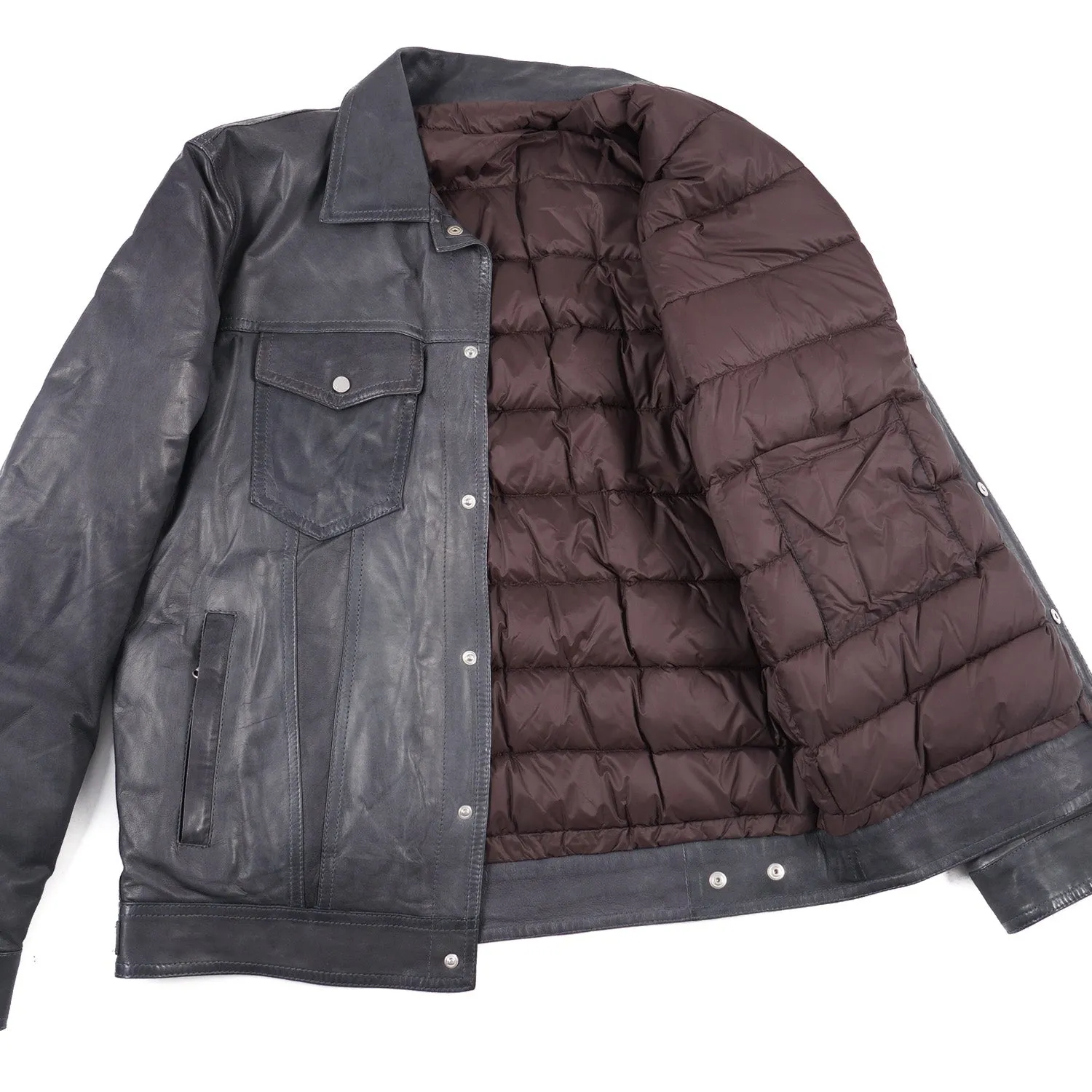 Barba Leather Jacket with Down-Filled Lining