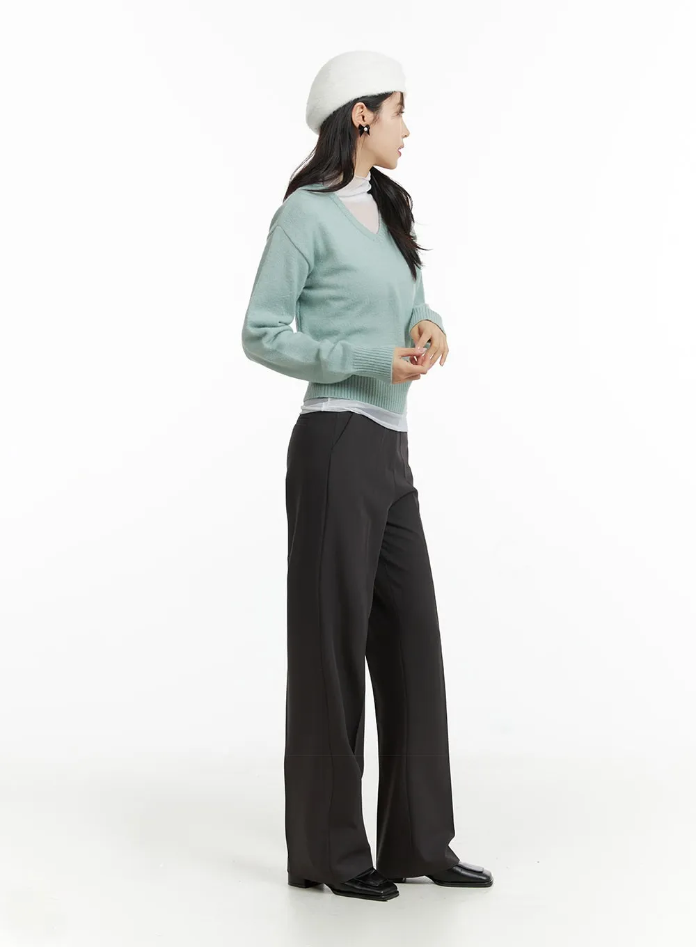 Basic Straight Leg Tailored Pants OF408