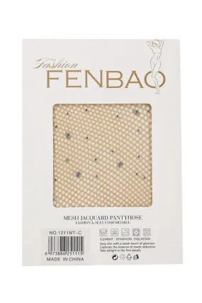 Beige-Clear Pantyhose Rhinestone Stocking Fishnet