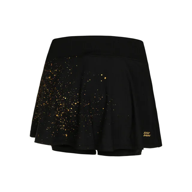 Bidi Badu Paris 2024 Printed Wavy Junior Skort (Girl's) - Black/Gold