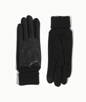 Black Faux Leather Roll Cuff Glove