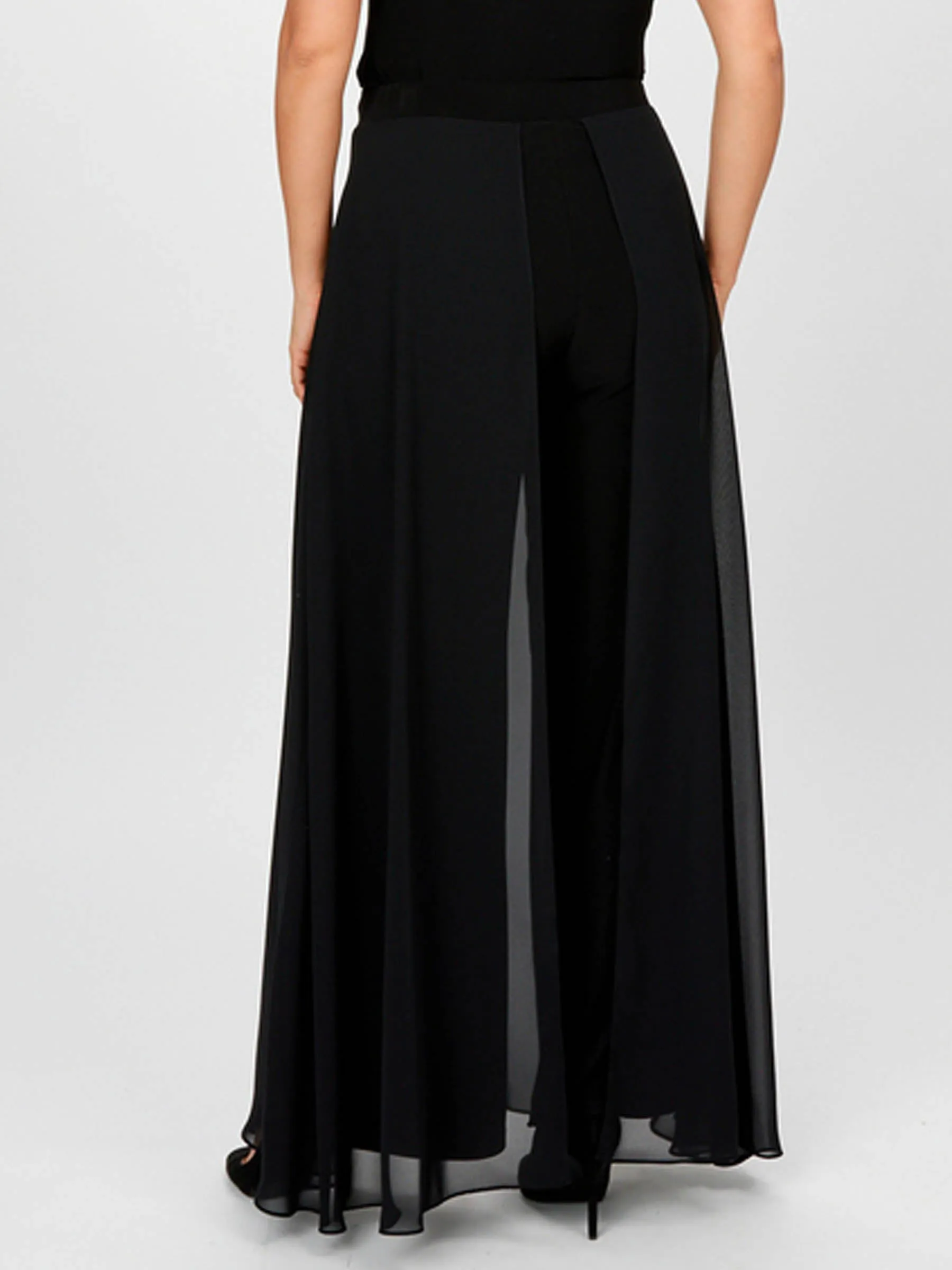 Black Georgette Panel Jersey Pant