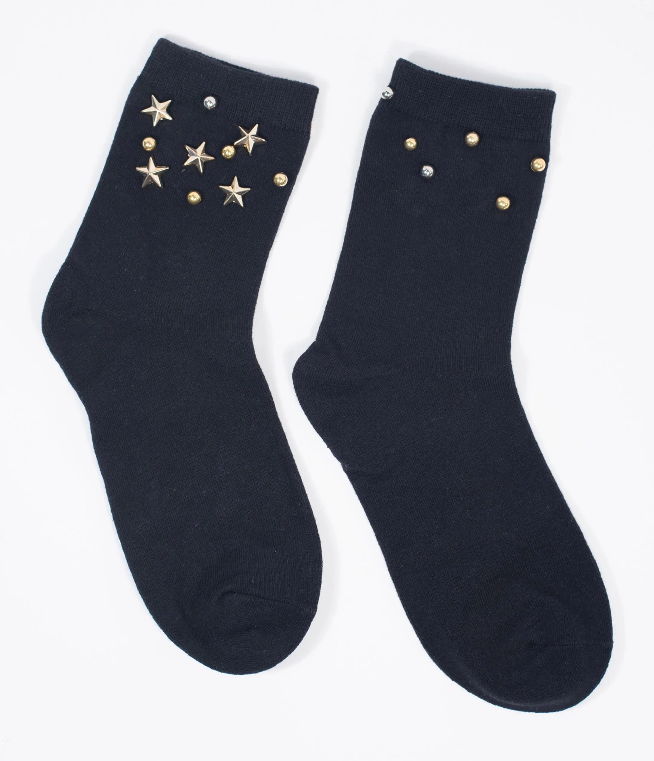 Black Stars & Beads Ankle Socks