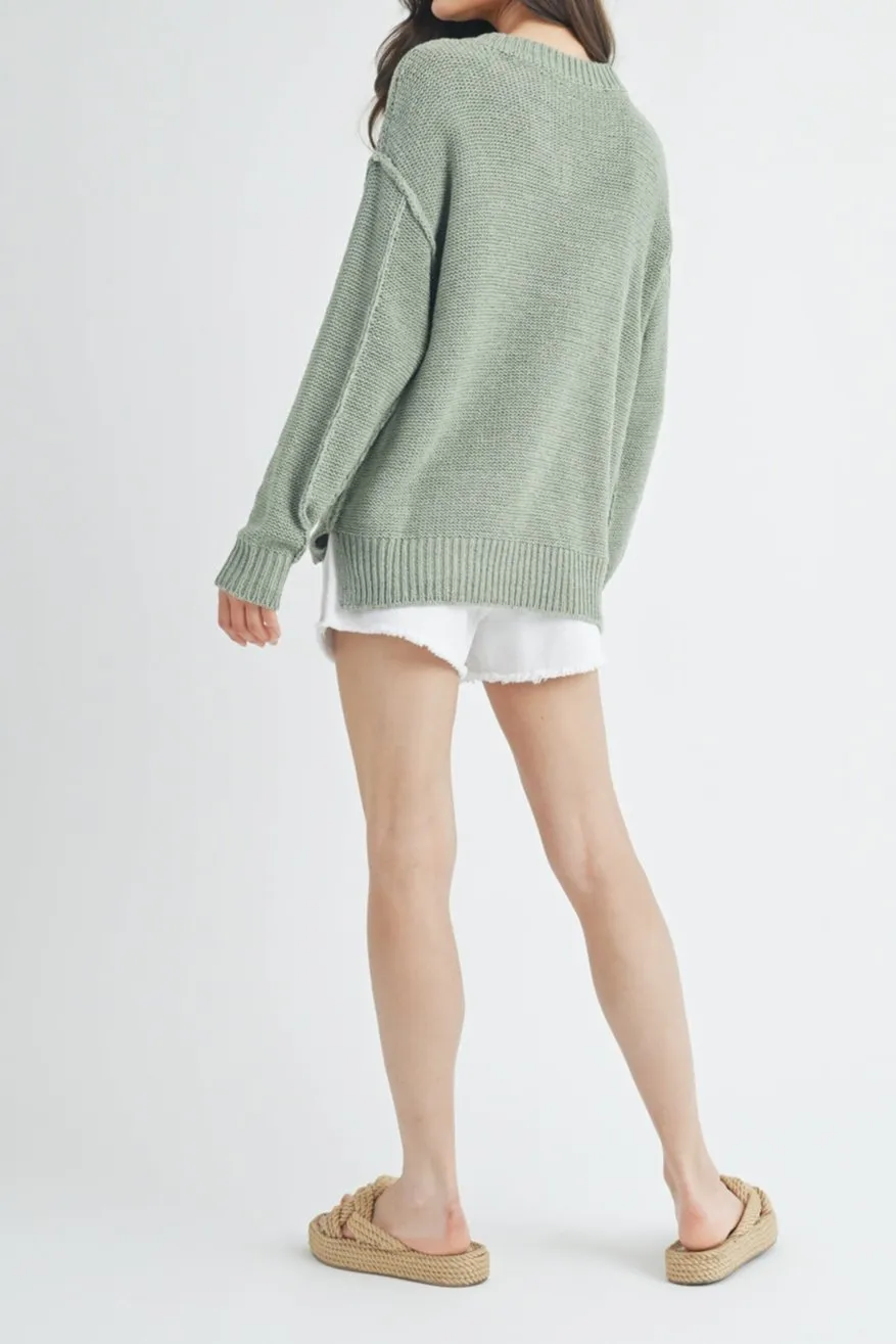 Blair Raw Edge V-Neck Sweater