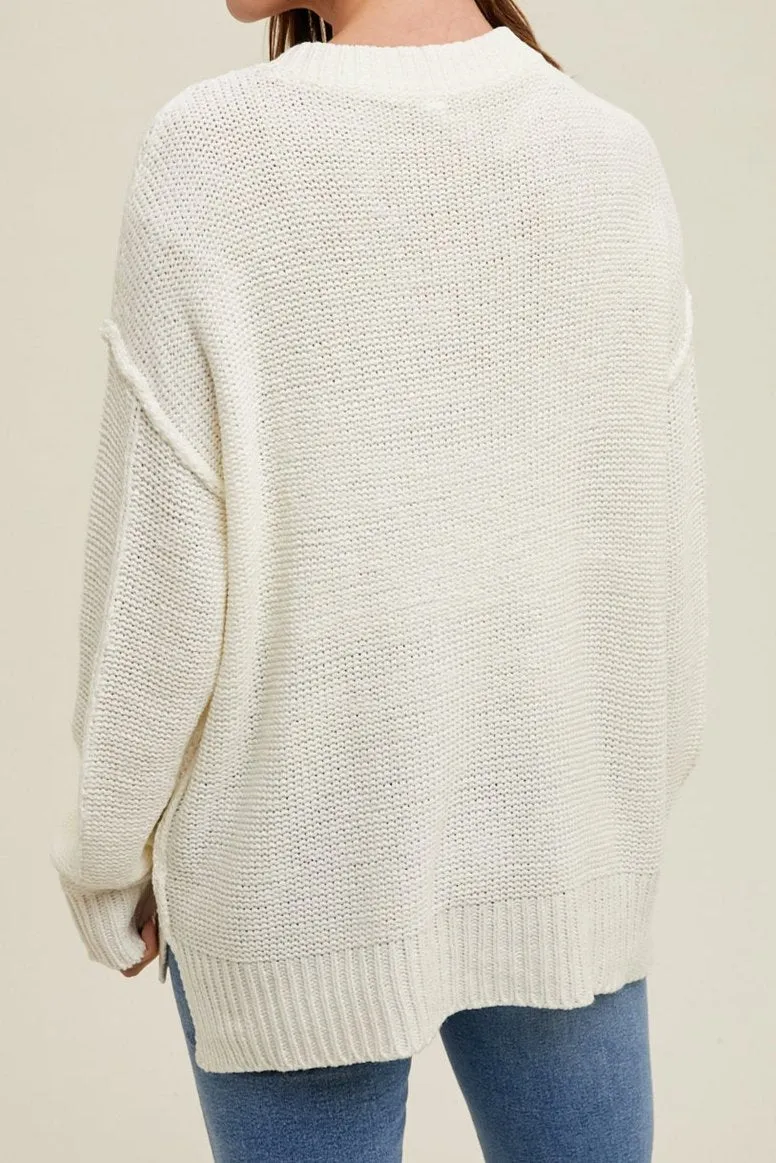 Blair Raw Edge V-Neck Sweater