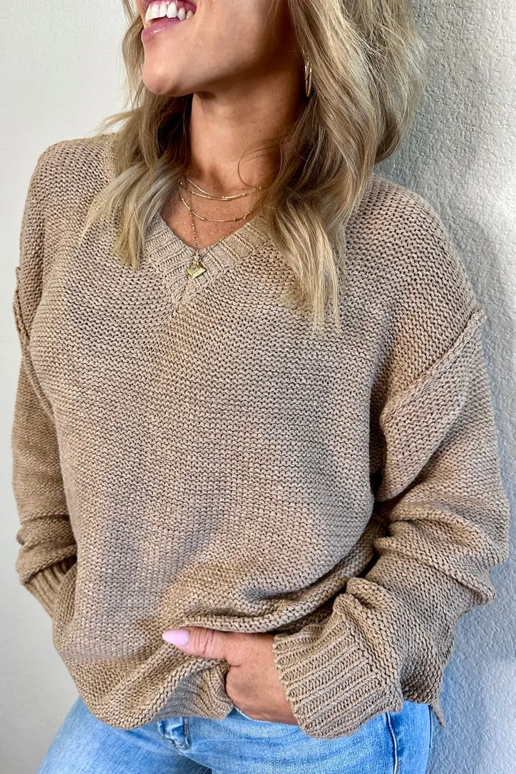 Blair Raw Edge V-Neck Sweater