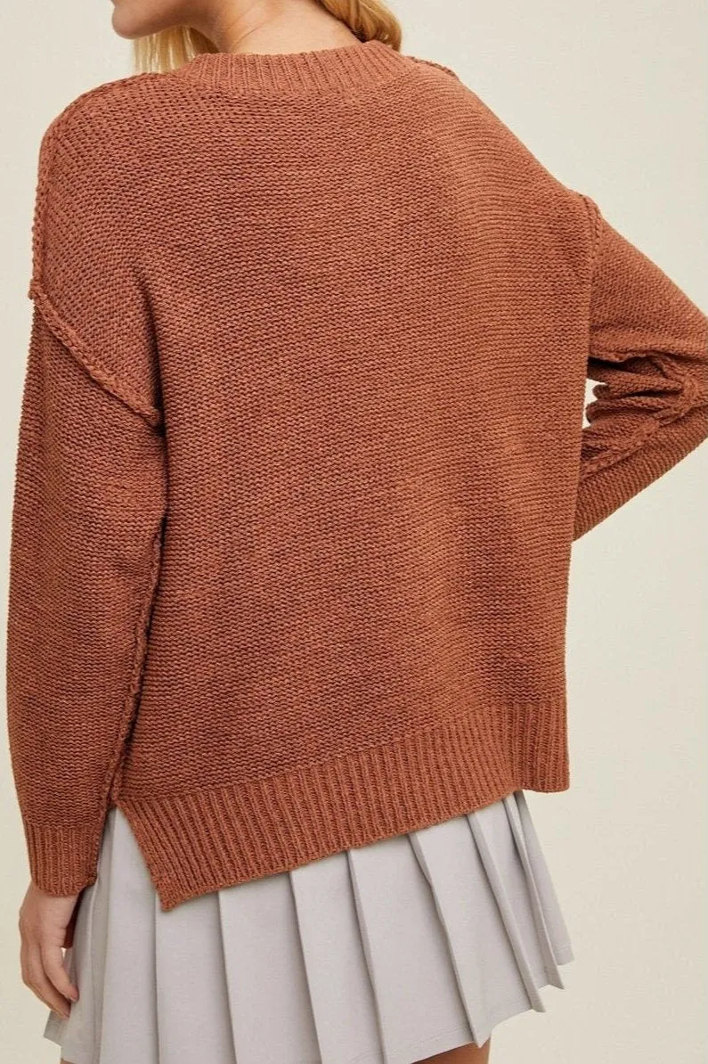 Blair Raw Edge V-Neck Sweater