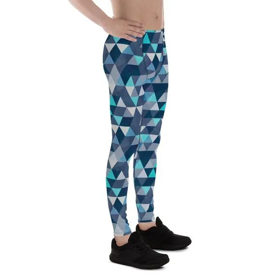 Blue Geometric Men's Leggings