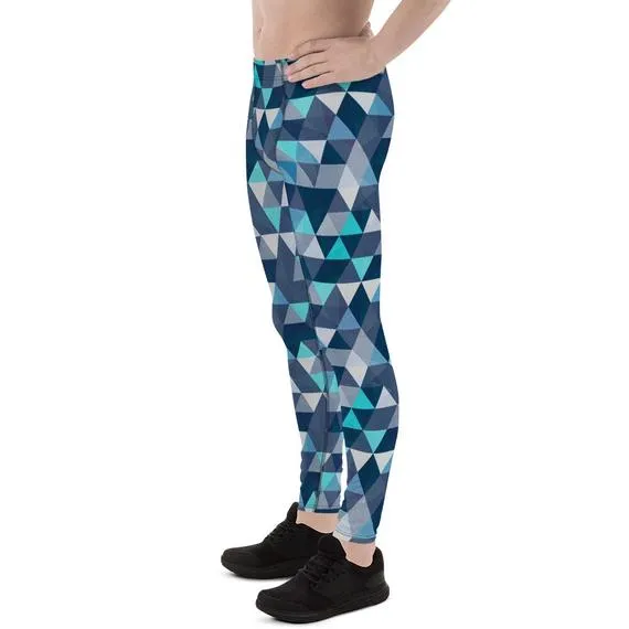 Blue Geometric Men's Leggings