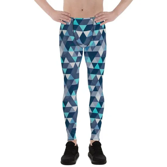 Blue Geometric Men's Leggings