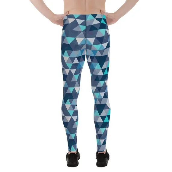 Blue Geometric Men's Leggings