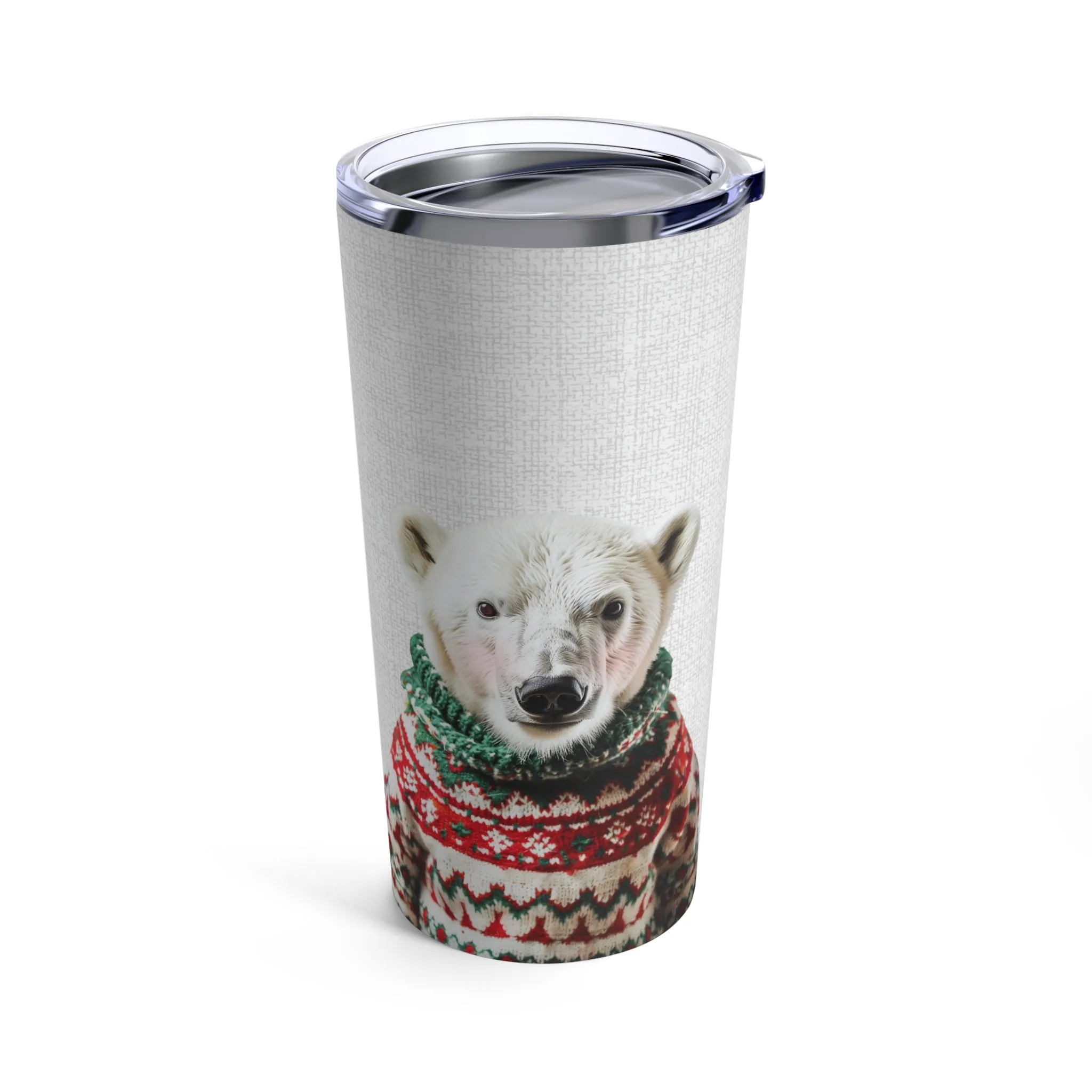 Blushing Polar Bear in Christmas Sweater Tumbler 20oz