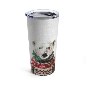 Blushing Polar Bear in Christmas Sweater Tumbler 20oz