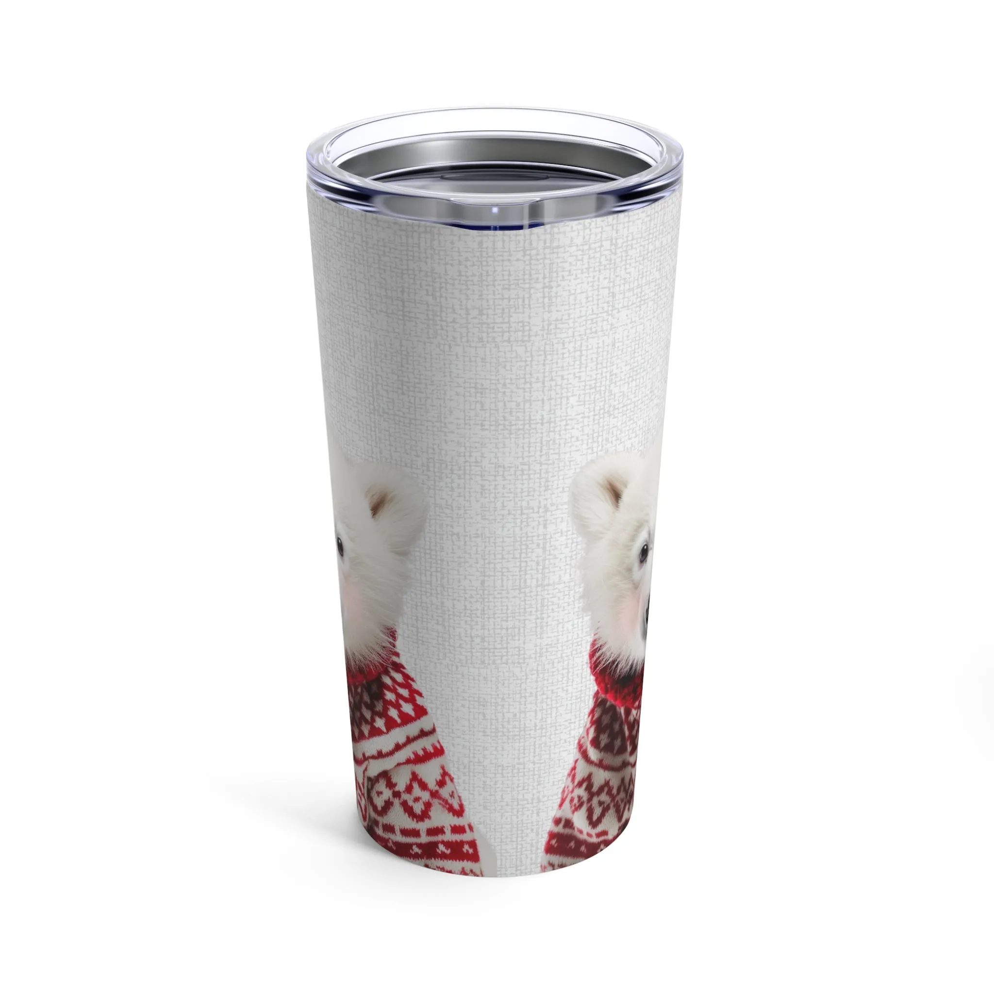 Blushing Polar Bear in Red Sweater Tumbler 20oz