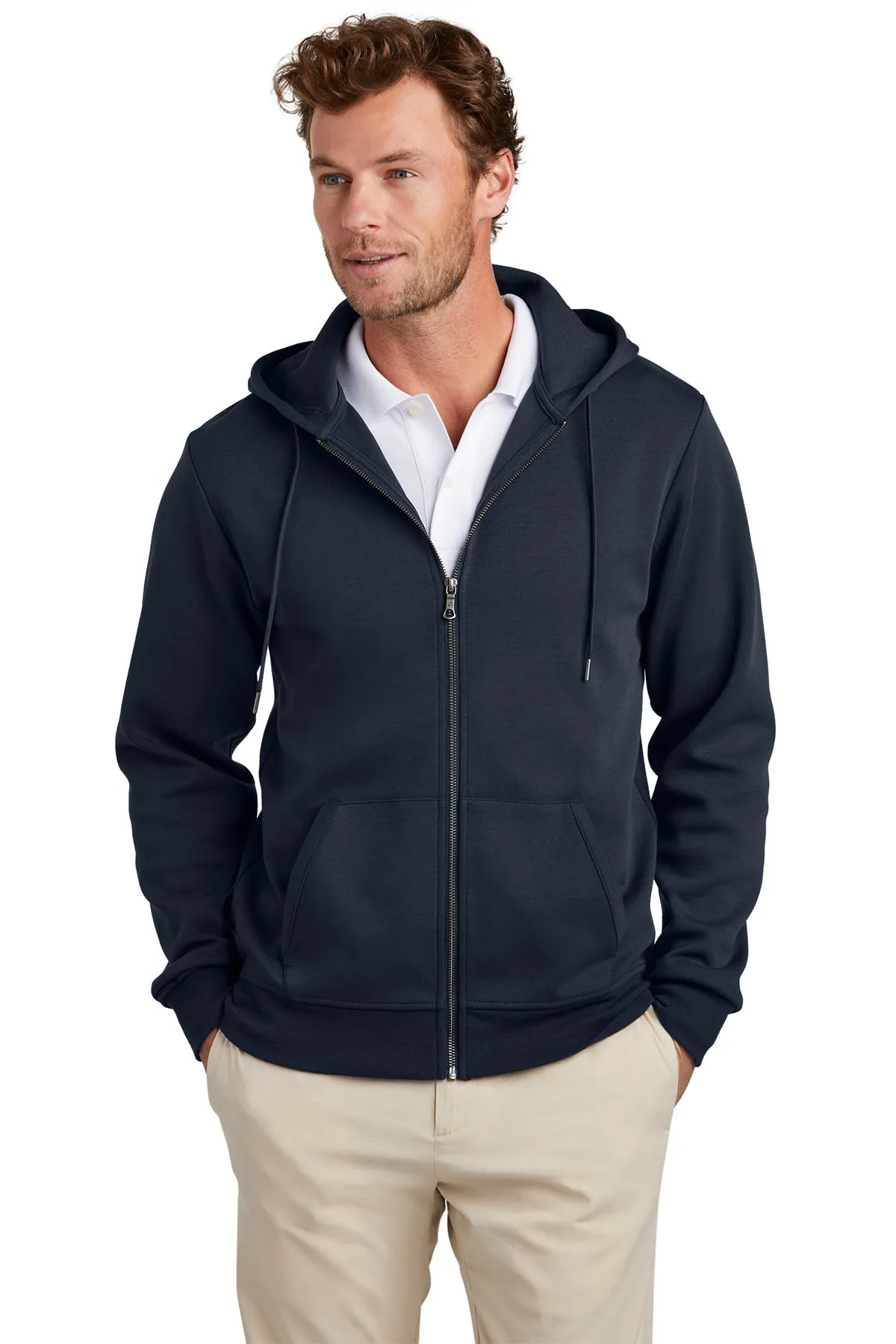 Brooks Brothers Double-Knit Full-Zip Hoodie, Night Navy