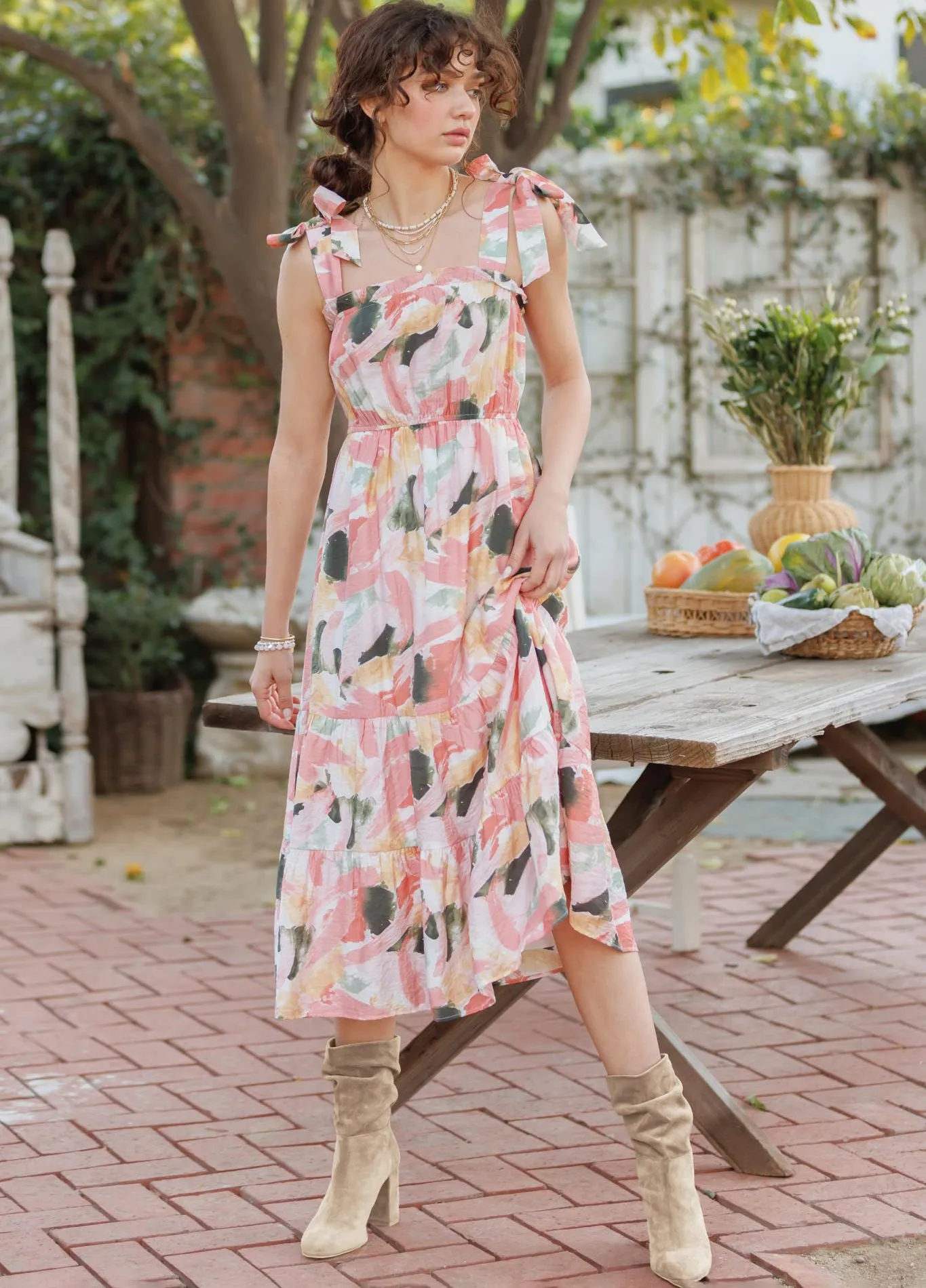 Brush Stroke Midi Dress