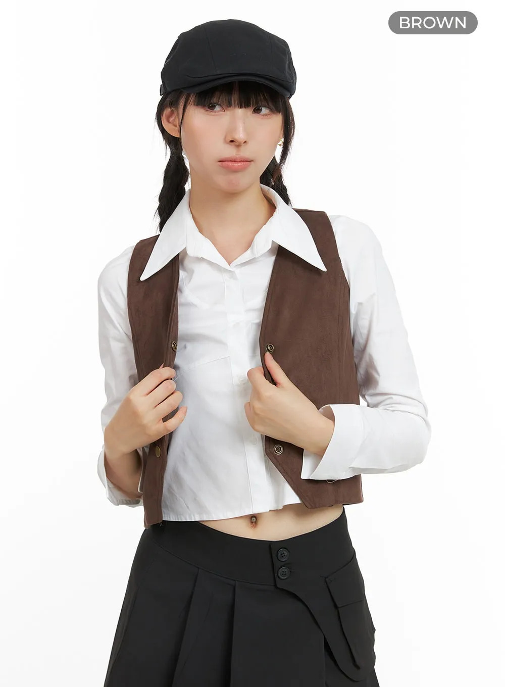 Button Suede Vest CG419