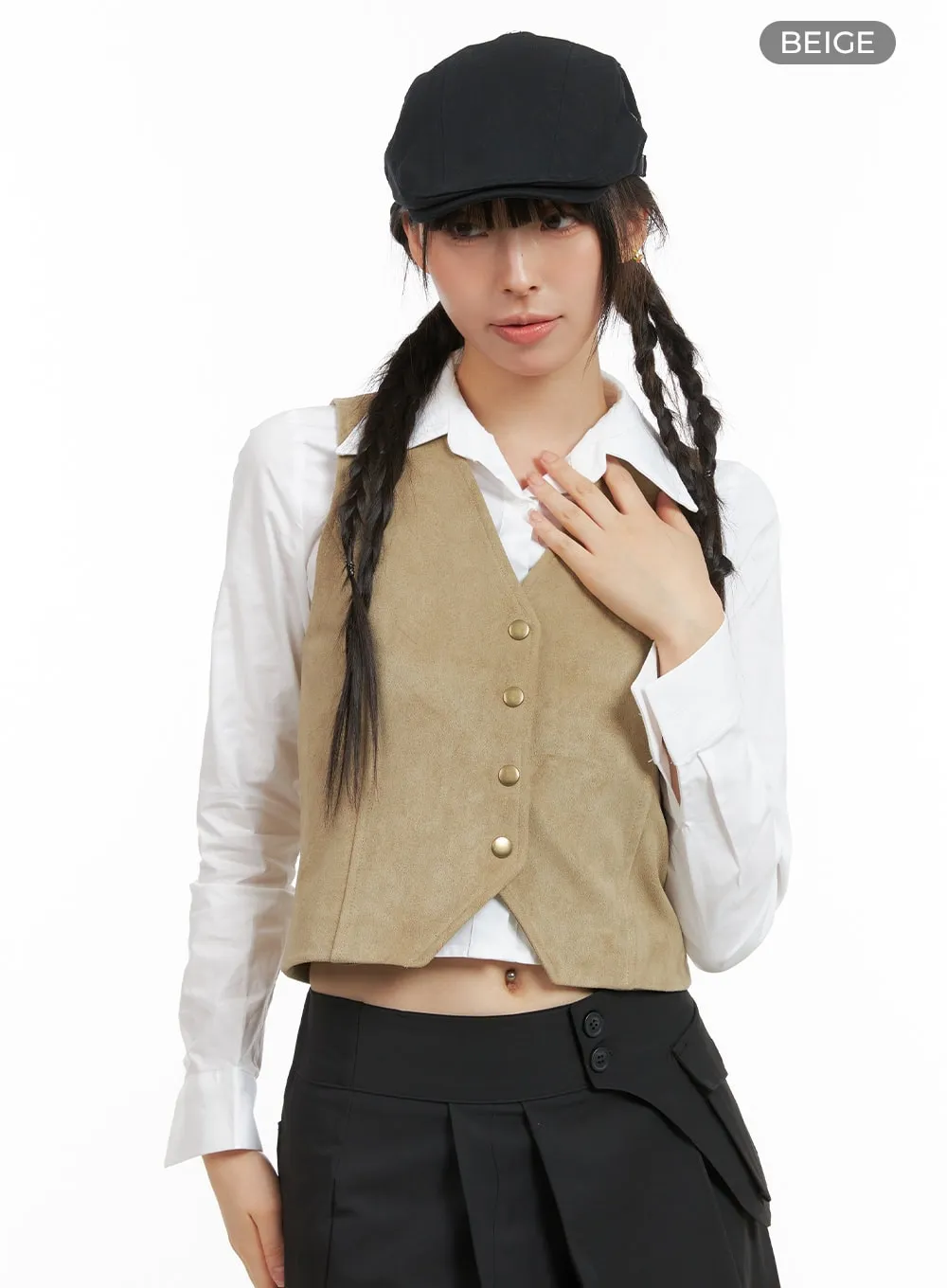 Button Suede Vest CG419