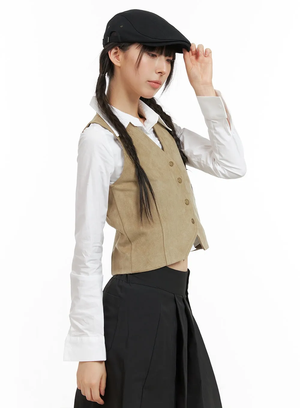 Button Suede Vest CG419