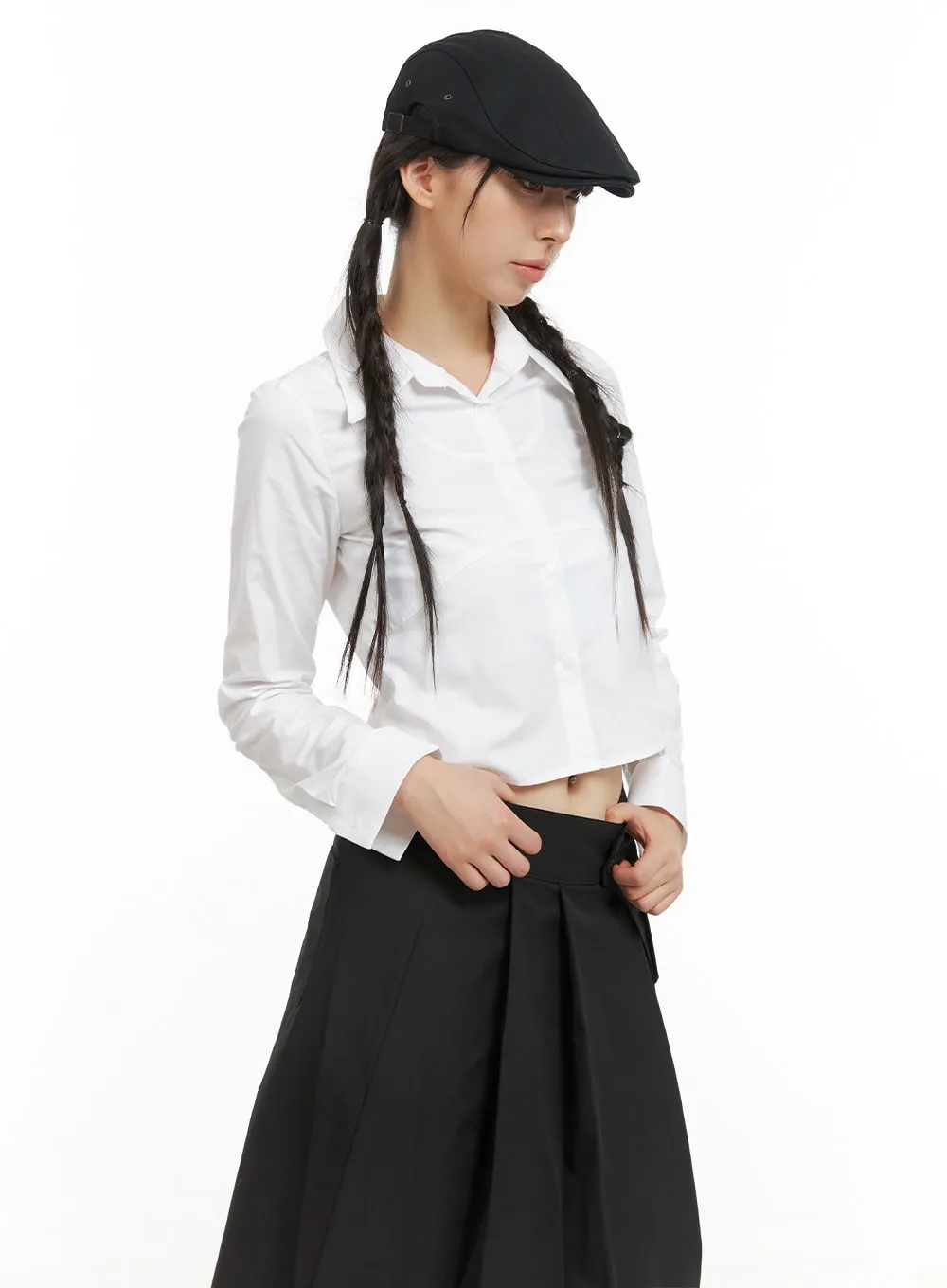 Buttoned Collar Crop Shirt CG419