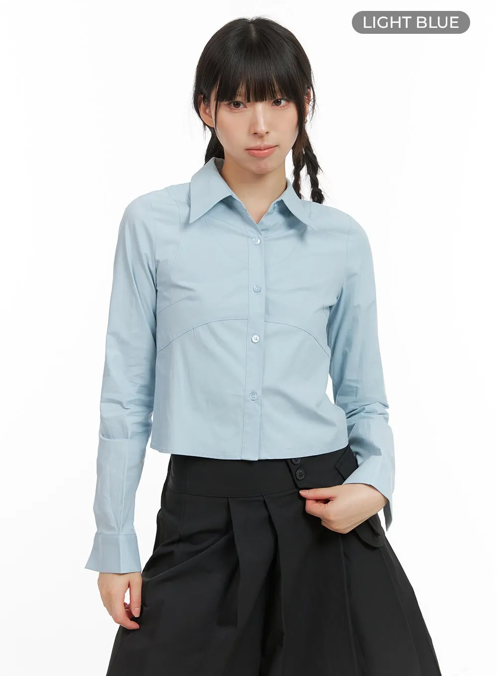 Buttoned Collar Crop Shirt CG419