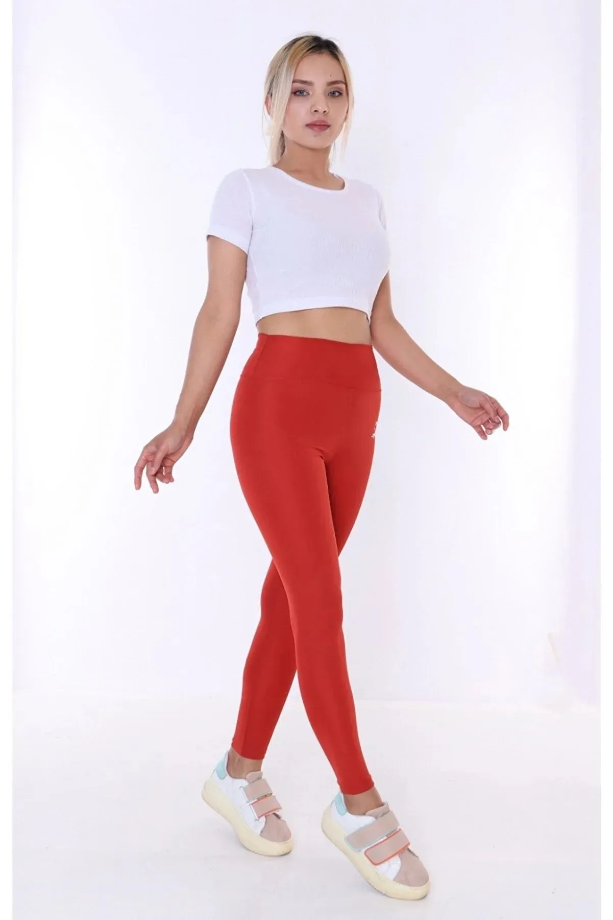 Buzzard Women's High Waist Red Long Tights Leggings