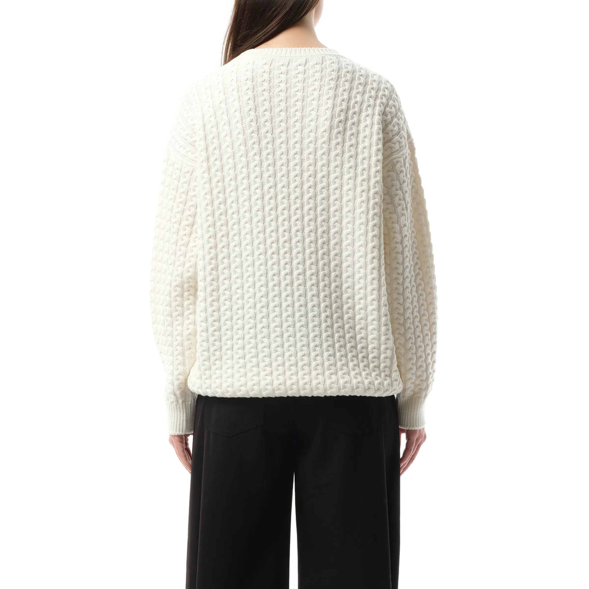 Cable Anagram Sweater in White