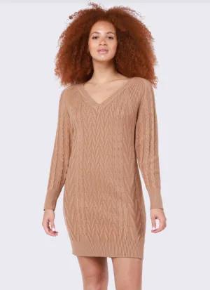 Camel V-Neck Dress