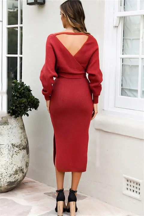 Casual Long Sleeve Winter Knitted Dress